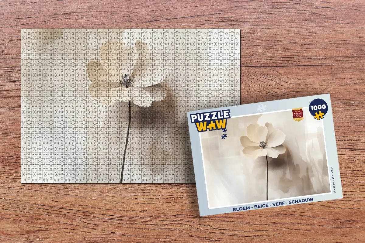 PuzzleWow Bloem Legpuzzel 1000 Stukjes - Beige