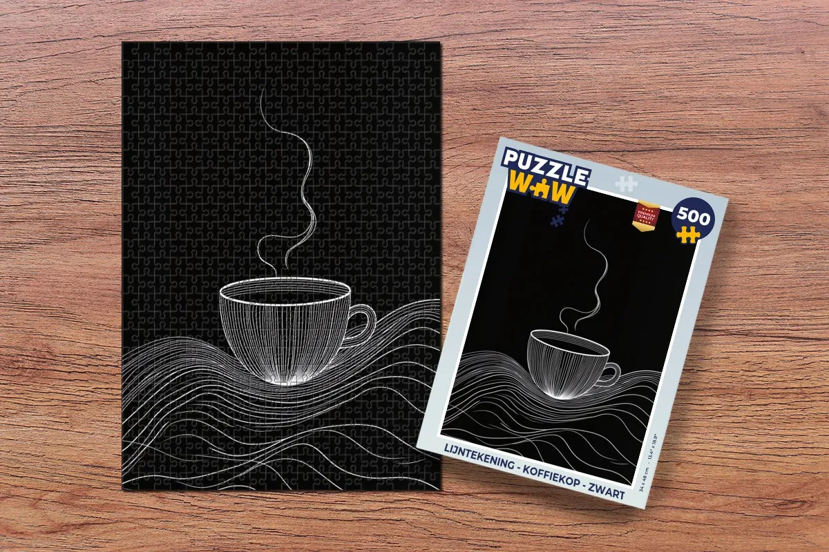 PuzzleWow Koffiekop Legpuzzel 500 Stuks - Zwart