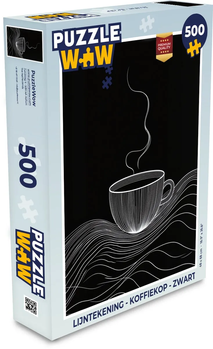 PuzzleWow Koffiekop Legpuzzel 500 Stuks - Zwart