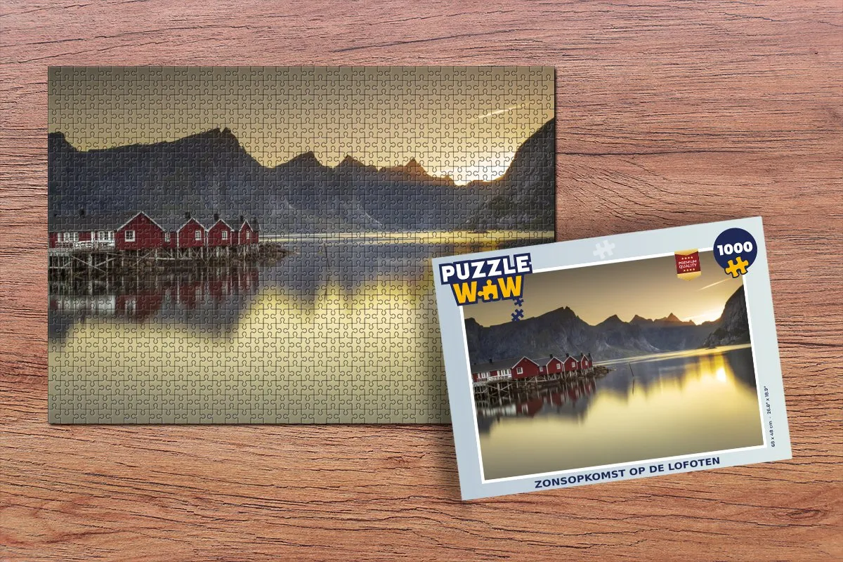 PuzzleWow Zonsopkomst op de Lofoten Legpuzzel 1000 Stuks - Multicolor