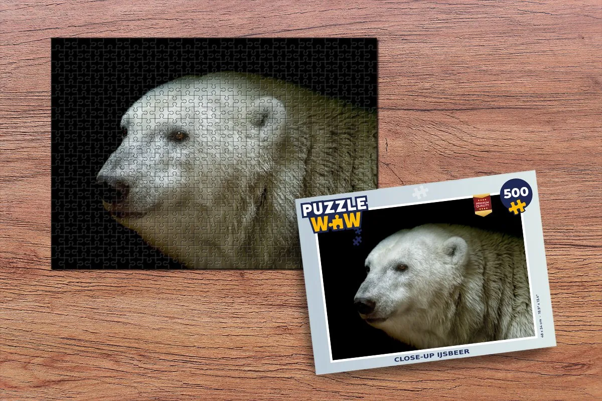PuzzleWow Close-up IJsbeer Legpuzzel 500 Stuks - Multicolor
