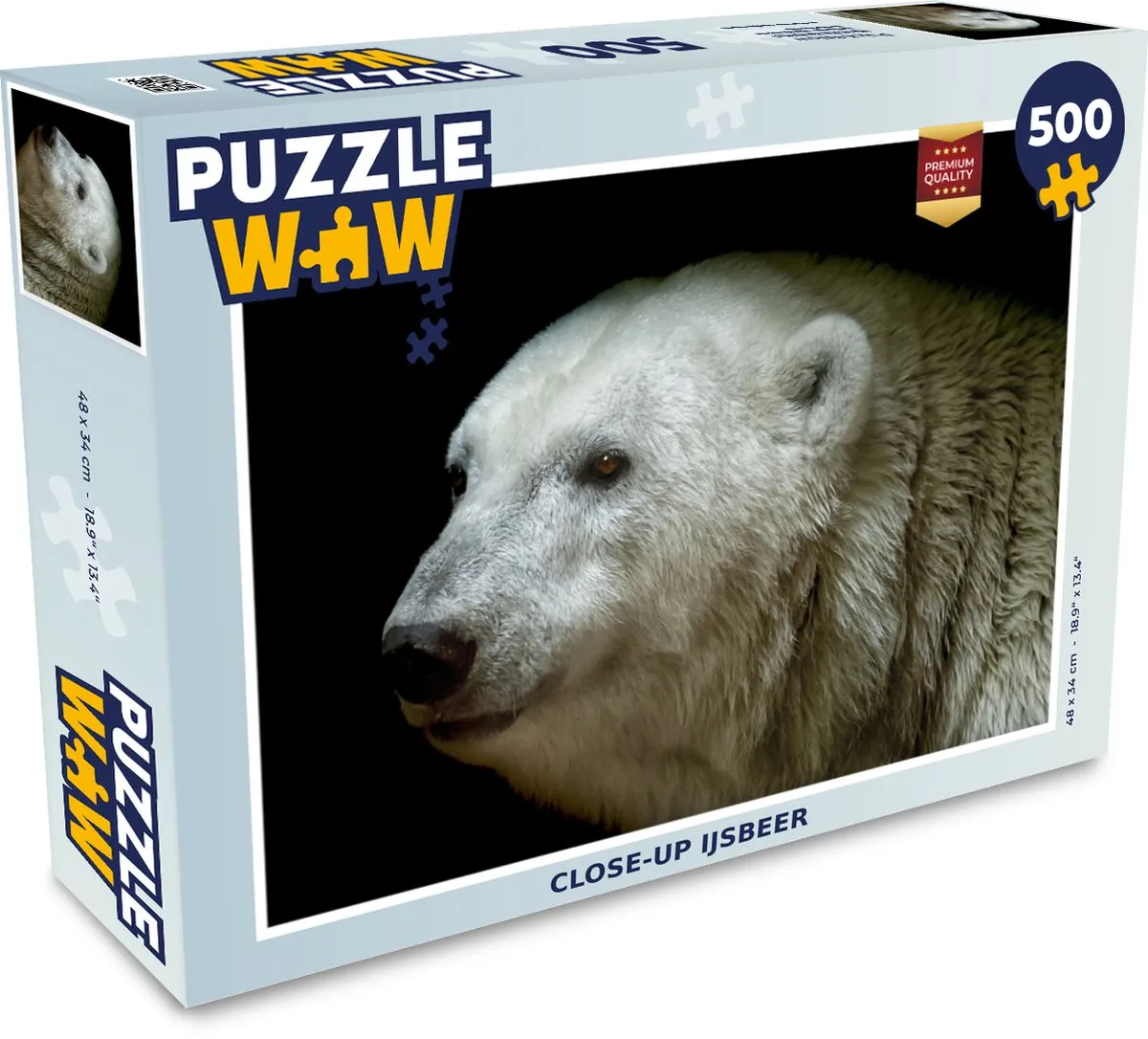PuzzleWow Close-up IJsbeer Legpuzzel 500 Stuks - Multicolor