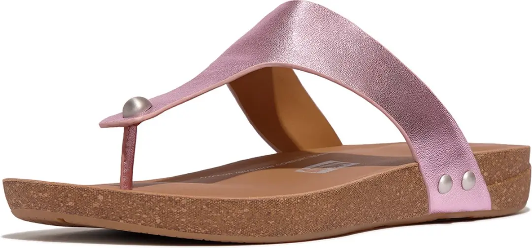 FitFlop FitFlop Iqushion Metallic-Leather Toe-Post Sandals PAARS