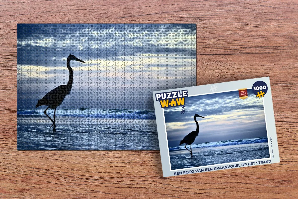 PuzzleWow Kraanvogel Strand Legpuzzel 1000 Stuks - Multicolor