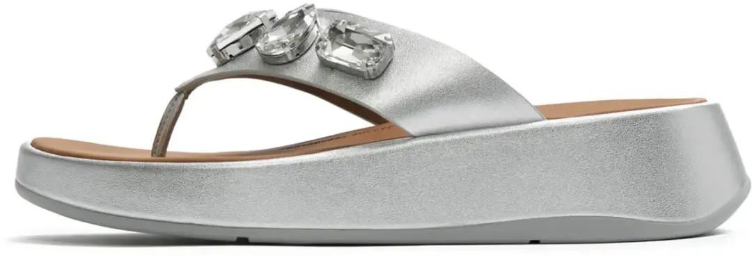 FitFlop FitFlop F-Mode Ultra-Jewel Leather Toe-Post Sandals ZILVER