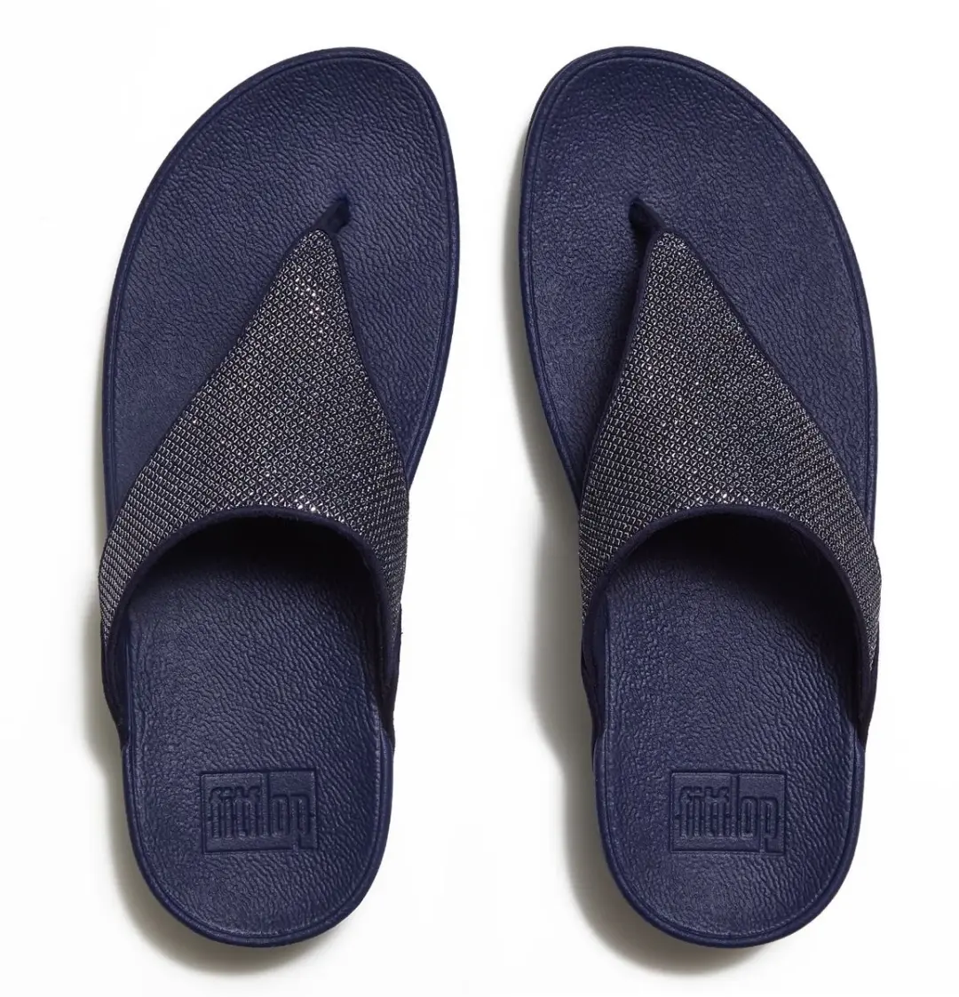 FitFlop Lulu Shimmerglitz Toe-Post Sandals DONKERBLAUW
