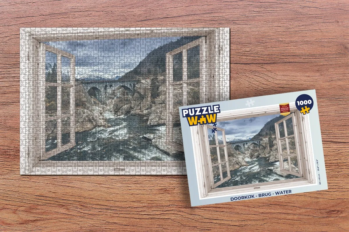 PuzzleWow Doorkijk Brug Water Legpuzzel 1000 Stuks - Multicolor