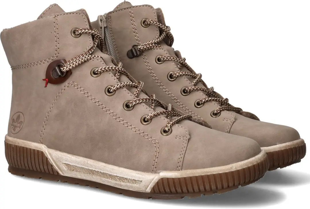Rieker Dames Veterboot 178204 - Beige - Maat 41