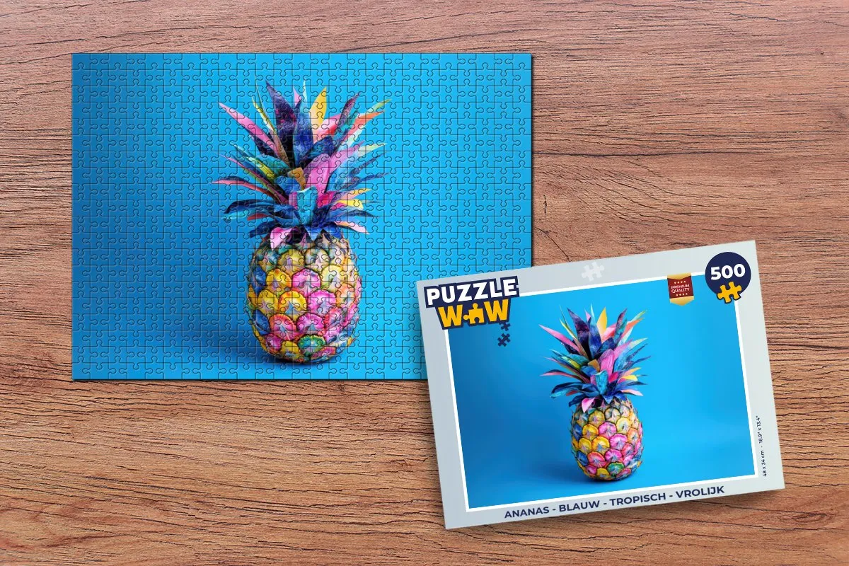 PuzzleWow Ananas Legpuzzel 500 Stuks - Tropisch Blauw