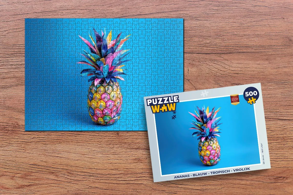 PuzzleWow Ananas Legpuzzel 500 Stuks - Tropisch Blauw