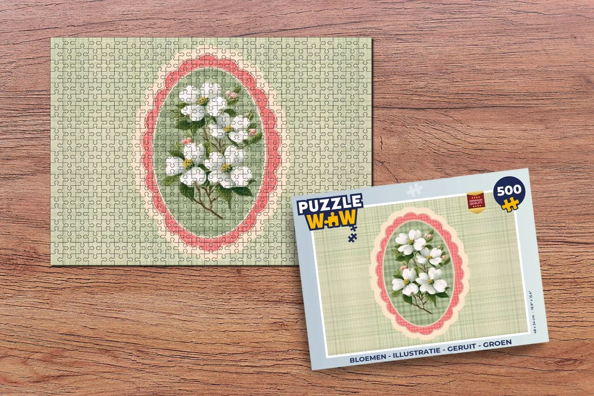 PuzzleWow Bloemen Legpuzzel 500 Stuks - Groen Geruit