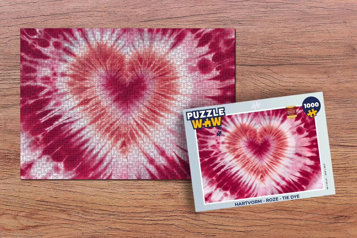 PuzzleWow Hartvorm Tie Dye Legpuzzel 1000 Stukjes