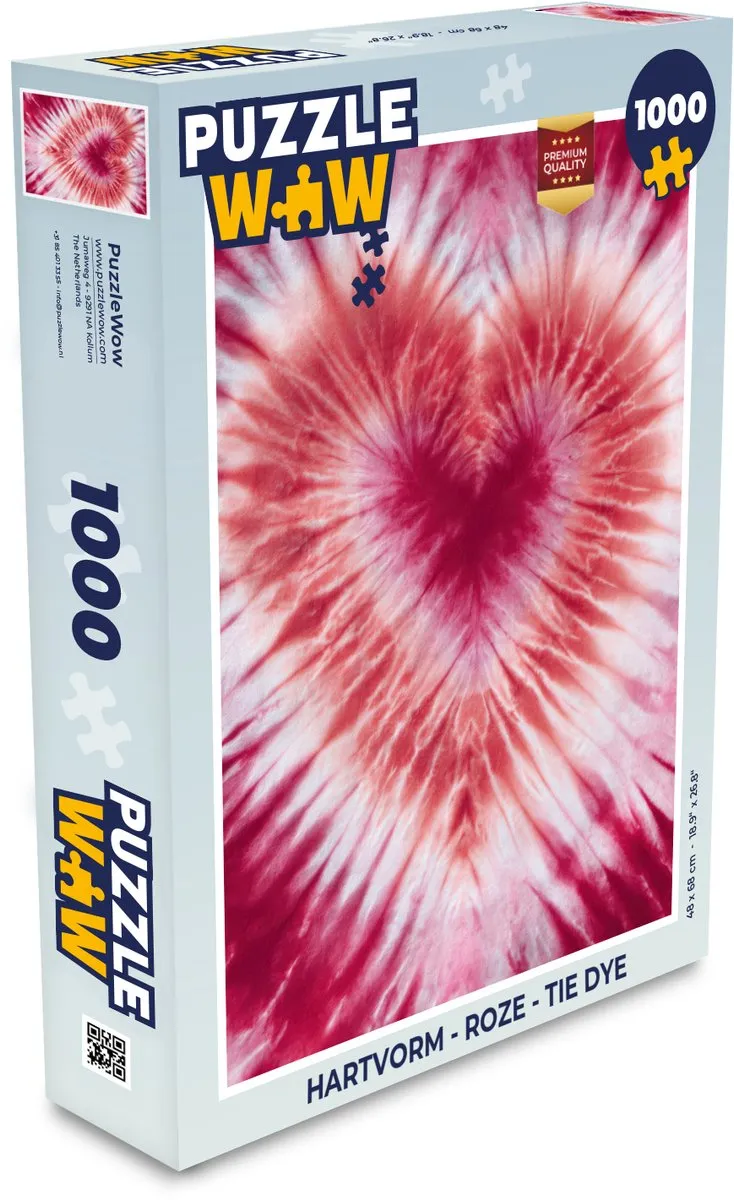 PuzzleWow Hartvorm Tie Dye Legpuzzel 1000 Stukjes