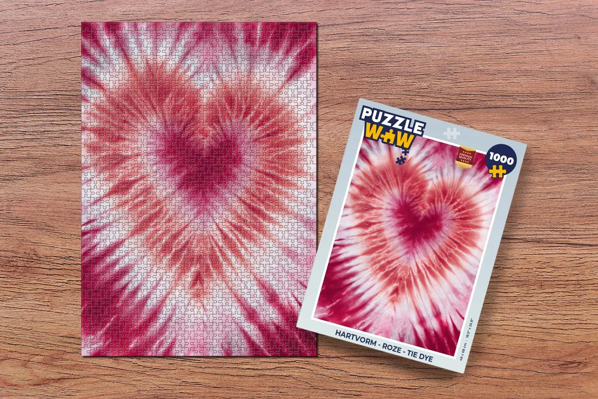 PuzzleWow Hartvorm Tie Dye Legpuzzel 1000 Stukjes