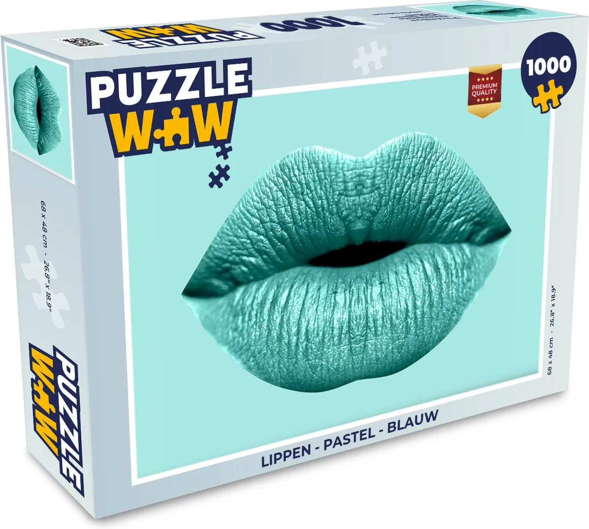 PuzzleWow Lippen Pastel Legpuzzel 1000 Stuks - Blauw