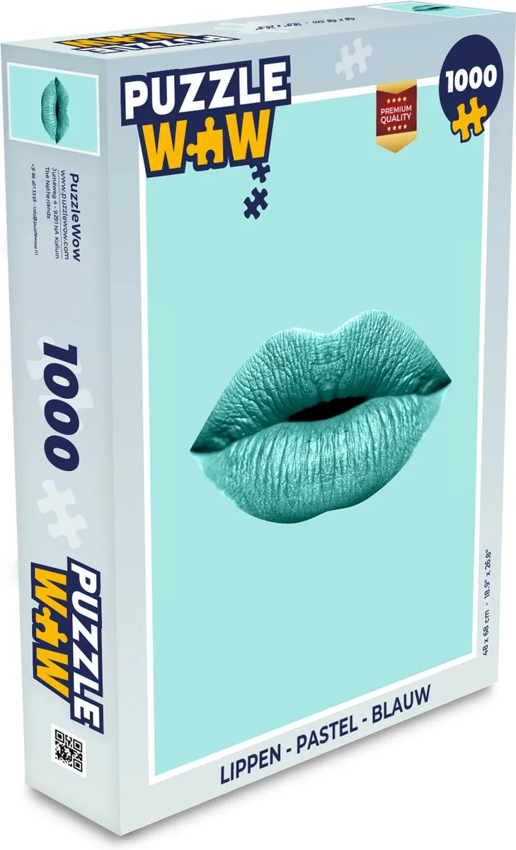 PuzzleWow Lippen Pastel Legpuzzel 1000 Stuks - Blauw