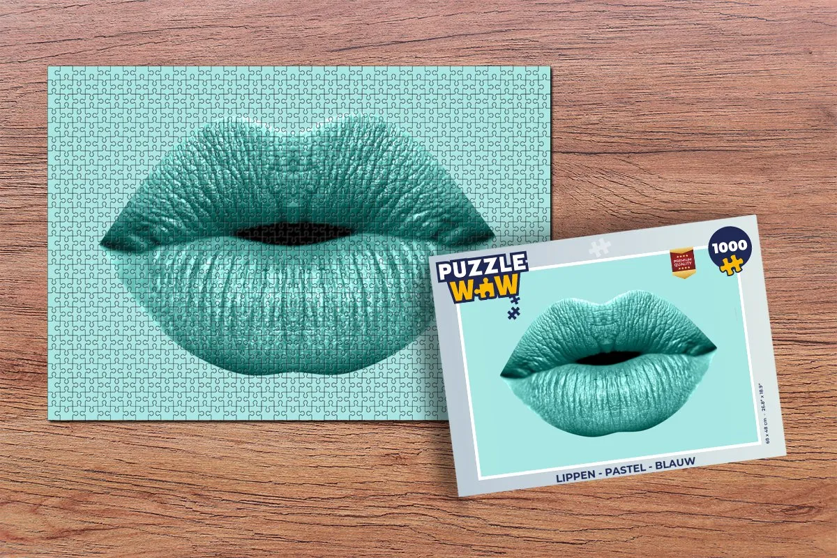 PuzzleWow Lippen Pastel Legpuzzel 1000 Stuks - Blauw