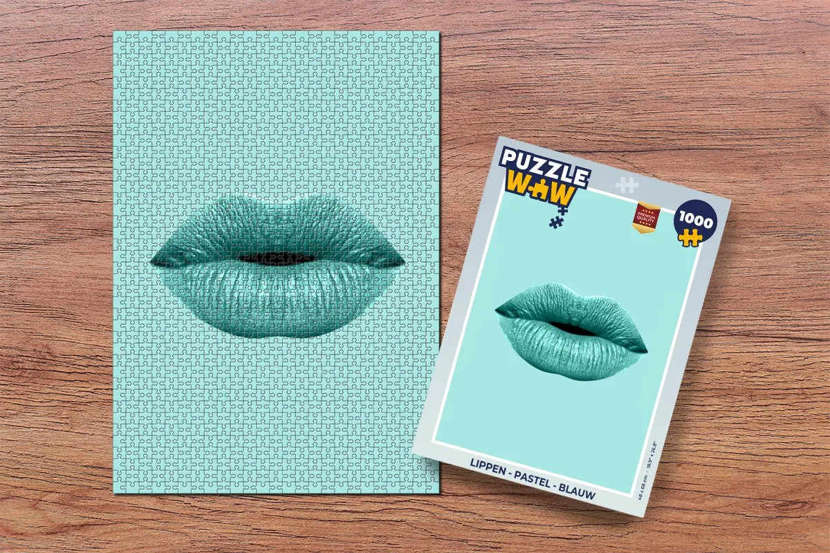 PuzzleWow Lippen Pastel Legpuzzel 1000 Stuks - Blauw