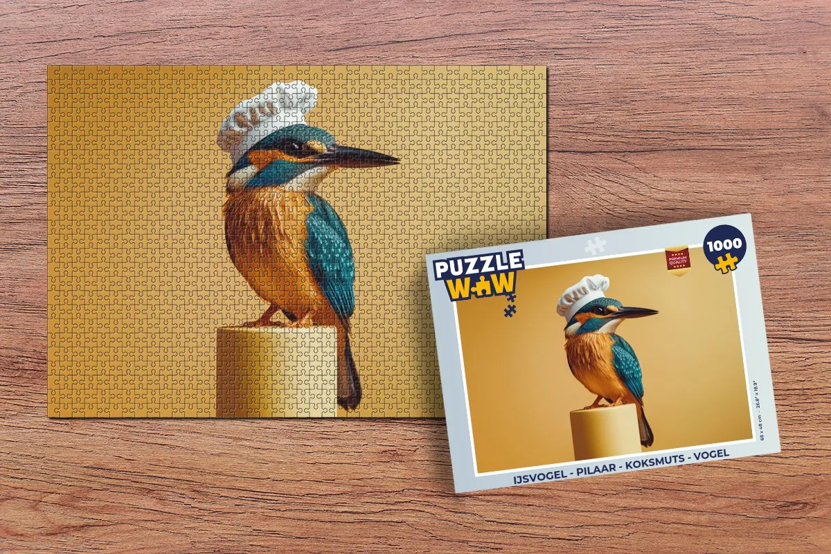 PuzzleWow Ijsvogel Pilaar Koksmuts Vogel Legpuzzel 1000 Stuks - Geel