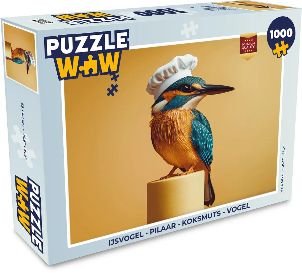 PuzzleWow Ijsvogel Pilaar Koksmuts Vogel Legpuzzel 1000 Stuks - Geel
