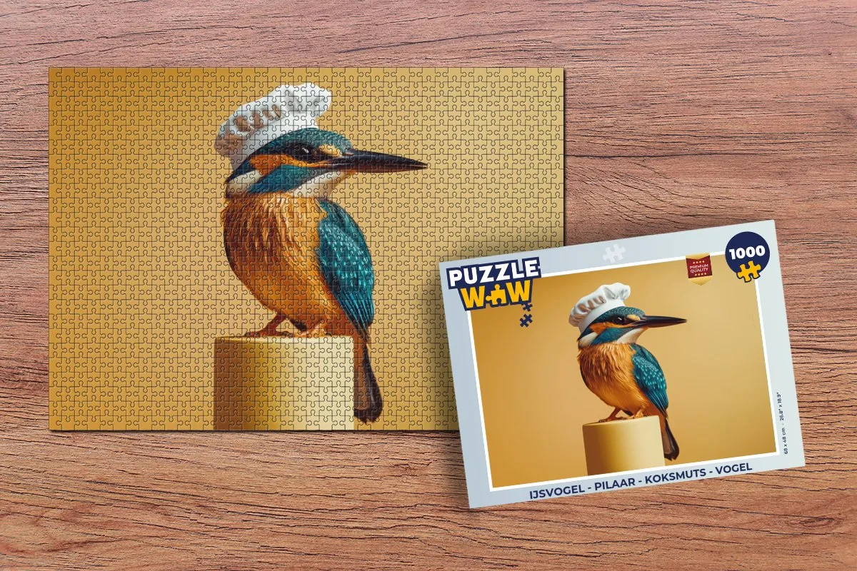 PuzzleWow Ijsvogel Pilaar Koksmuts Vogel Legpuzzel 1000 Stuks - Geel
