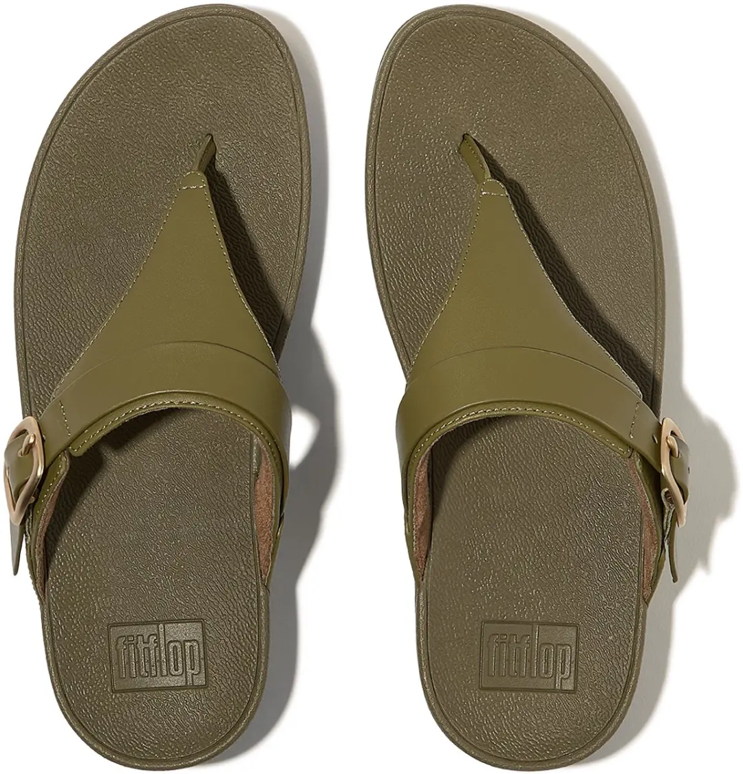 FitFlop Damen Flip Flops Lulu Adjustable Toe Post-Leather ES8 Camo-Green-41