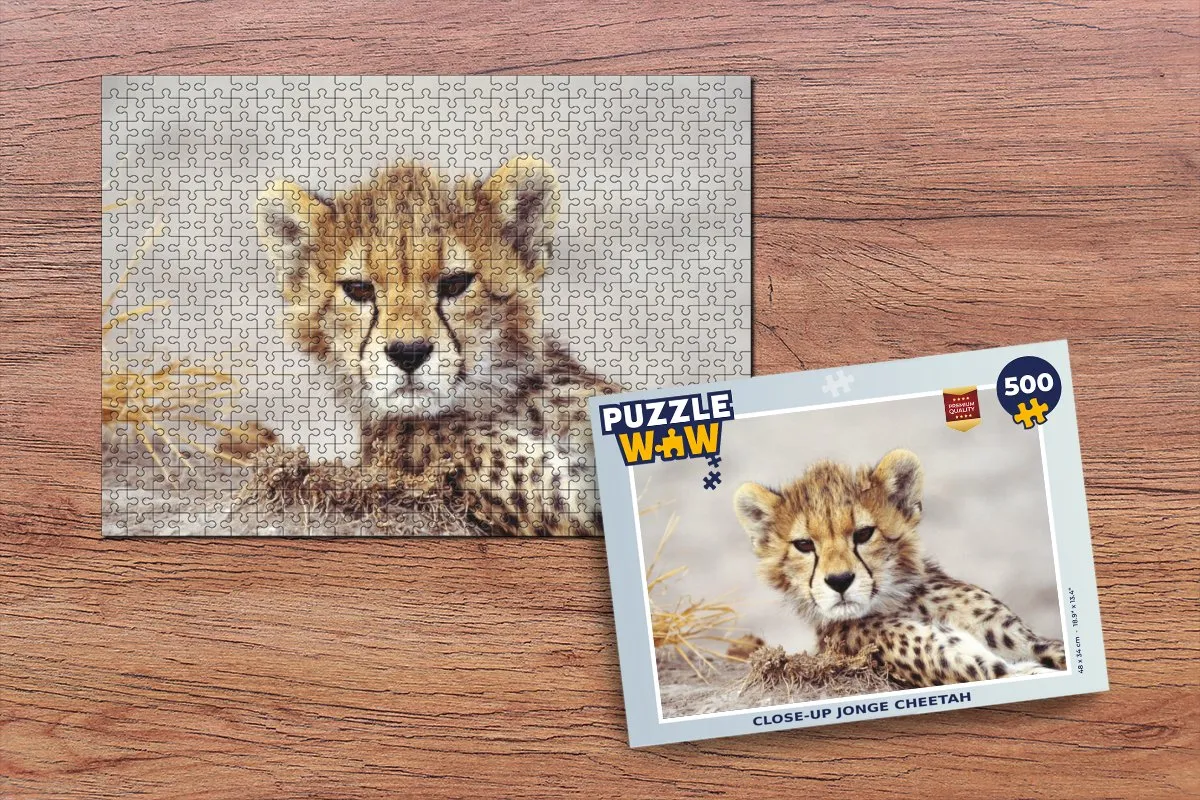 PuzzleWow Cheeta Portret Legpuzzel 500 Stuks - Multicolor
