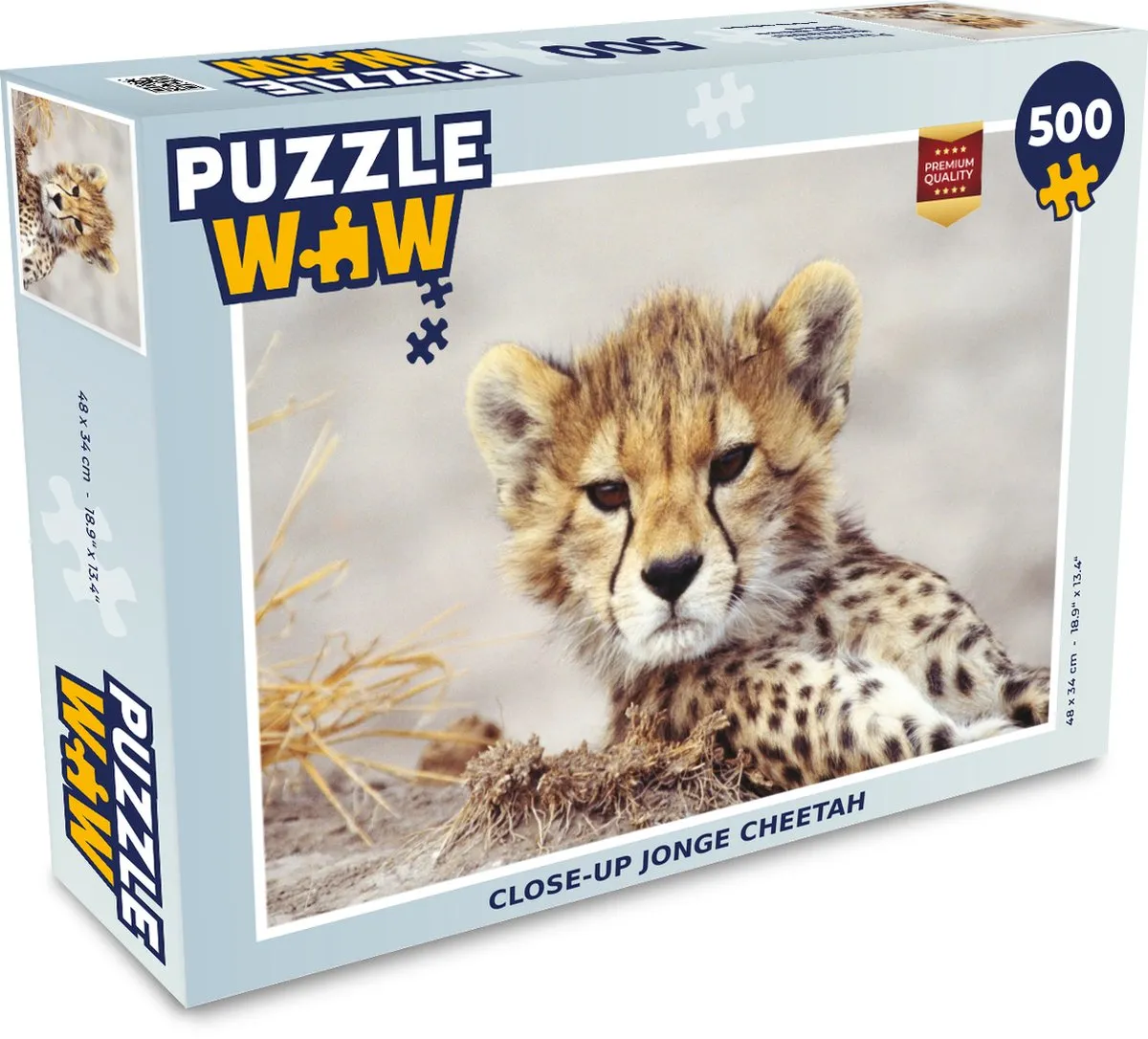 PuzzleWow Cheeta Portret Legpuzzel 500 Stuks - Multicolor