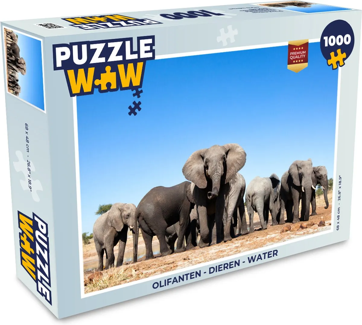 PuzzleWow Olifanten Water Legpuzzel 1000 Stuks - Multicolor