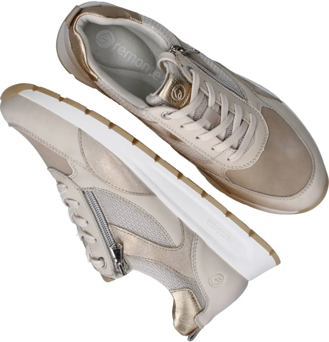 Remonte D2G11-60 Sneakers Dames - Beige/Goud Leer - Maat 38