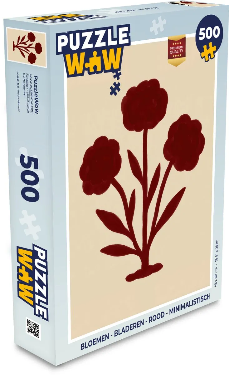 PuzzleWow Minimalistische Bloemen Puzzel 500 Stuks - Rood