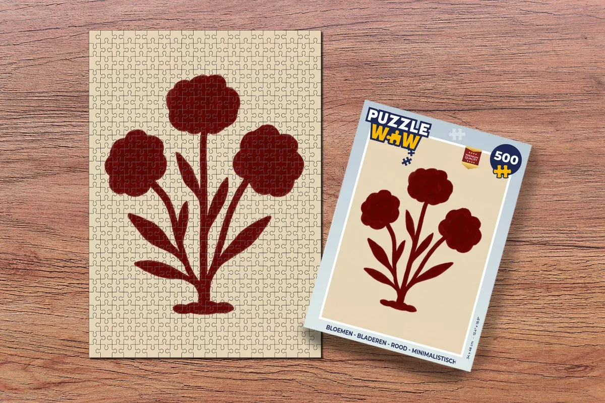 PuzzleWow Minimalistische Bloemen Puzzel 500 Stuks - Rood