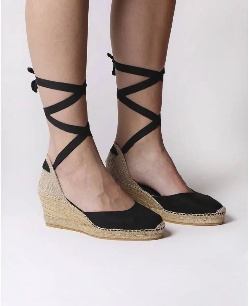 Valenciaanse espadrille met wigvormige zool en nerven