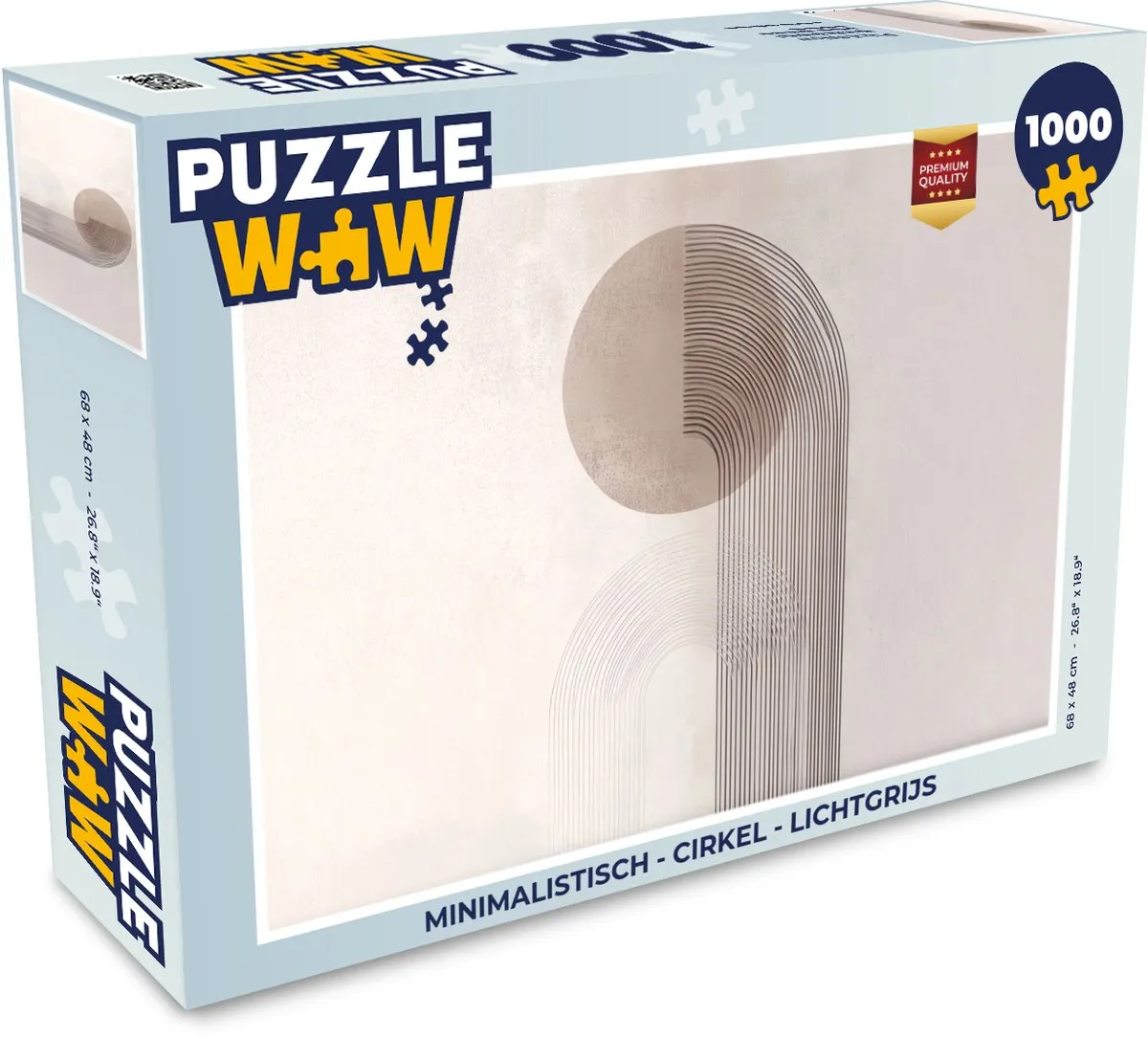 PuzzleWow Minimalistisch Cirkel Legpuzzel 1000 Stuks - Lichtgrijs