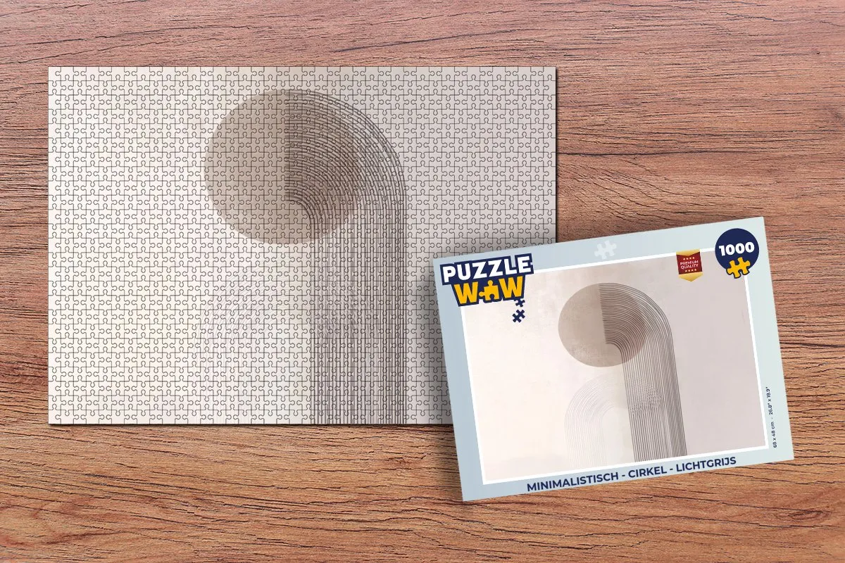 PuzzleWow Minimalistisch Cirkel Legpuzzel 1000 Stuks - Lichtgrijs