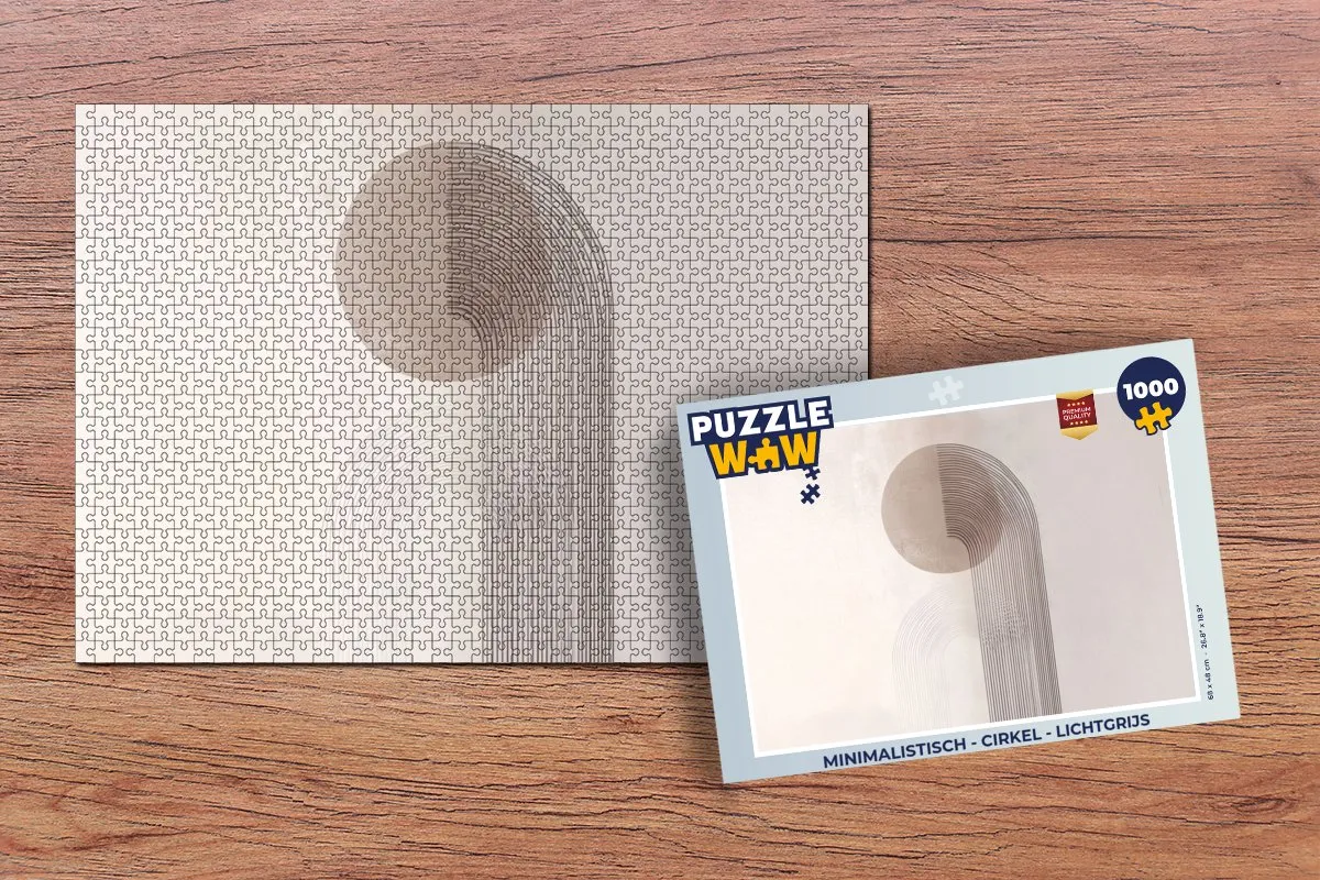 PuzzleWow Minimalistisch Cirkel Legpuzzel 1000 Stuks - Lichtgrijs