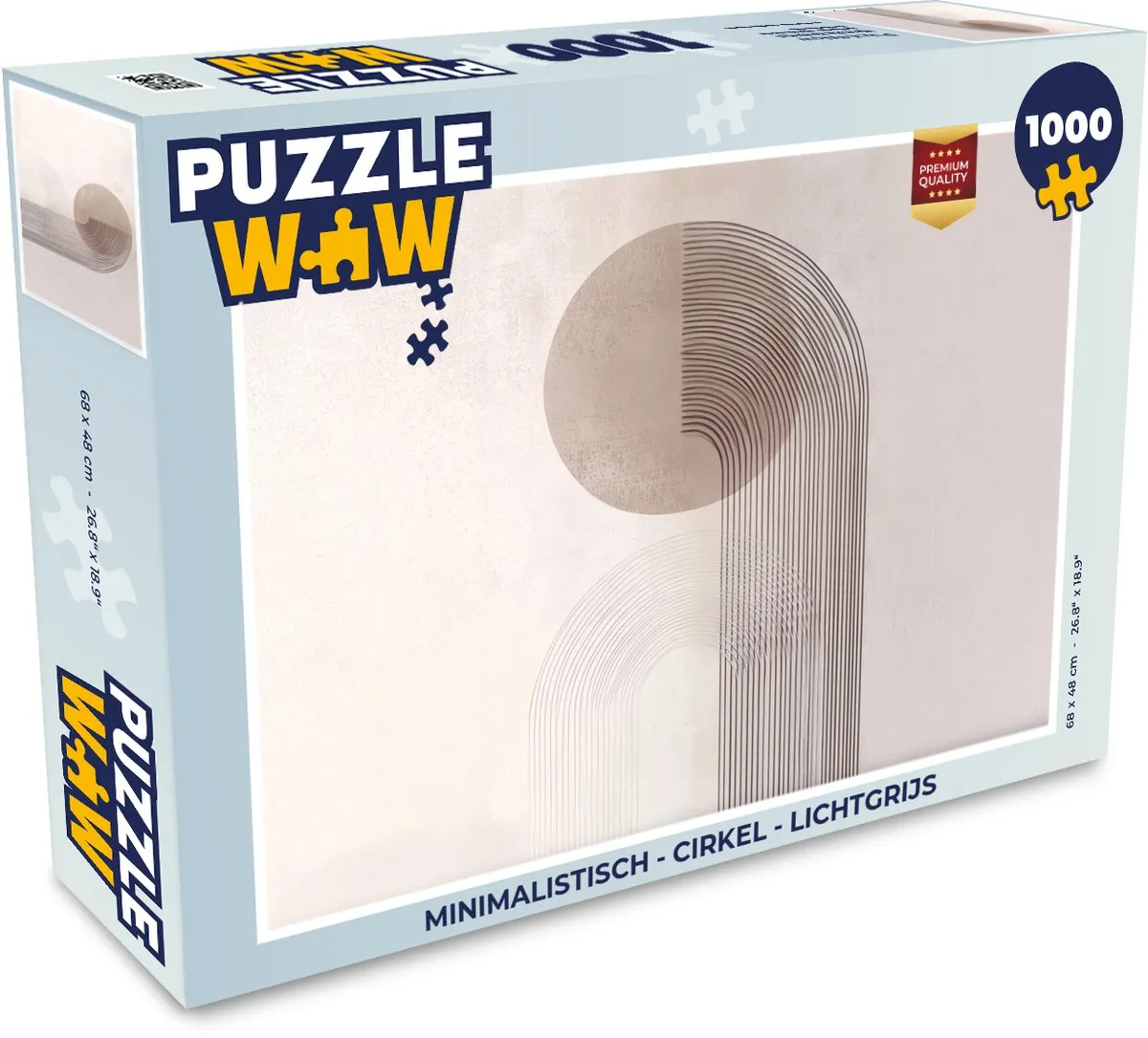 PuzzleWow Minimalistisch Cirkel Legpuzzel 1000 Stuks - Lichtgrijs