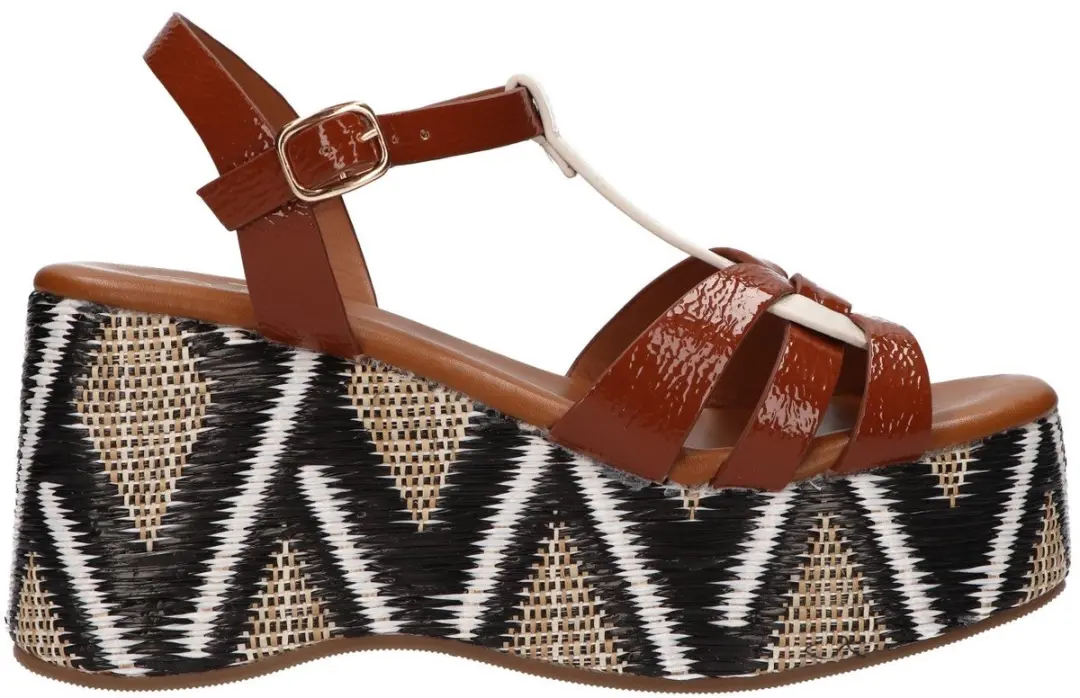 La Strada Platform Sandaal Cognac Synthetisch