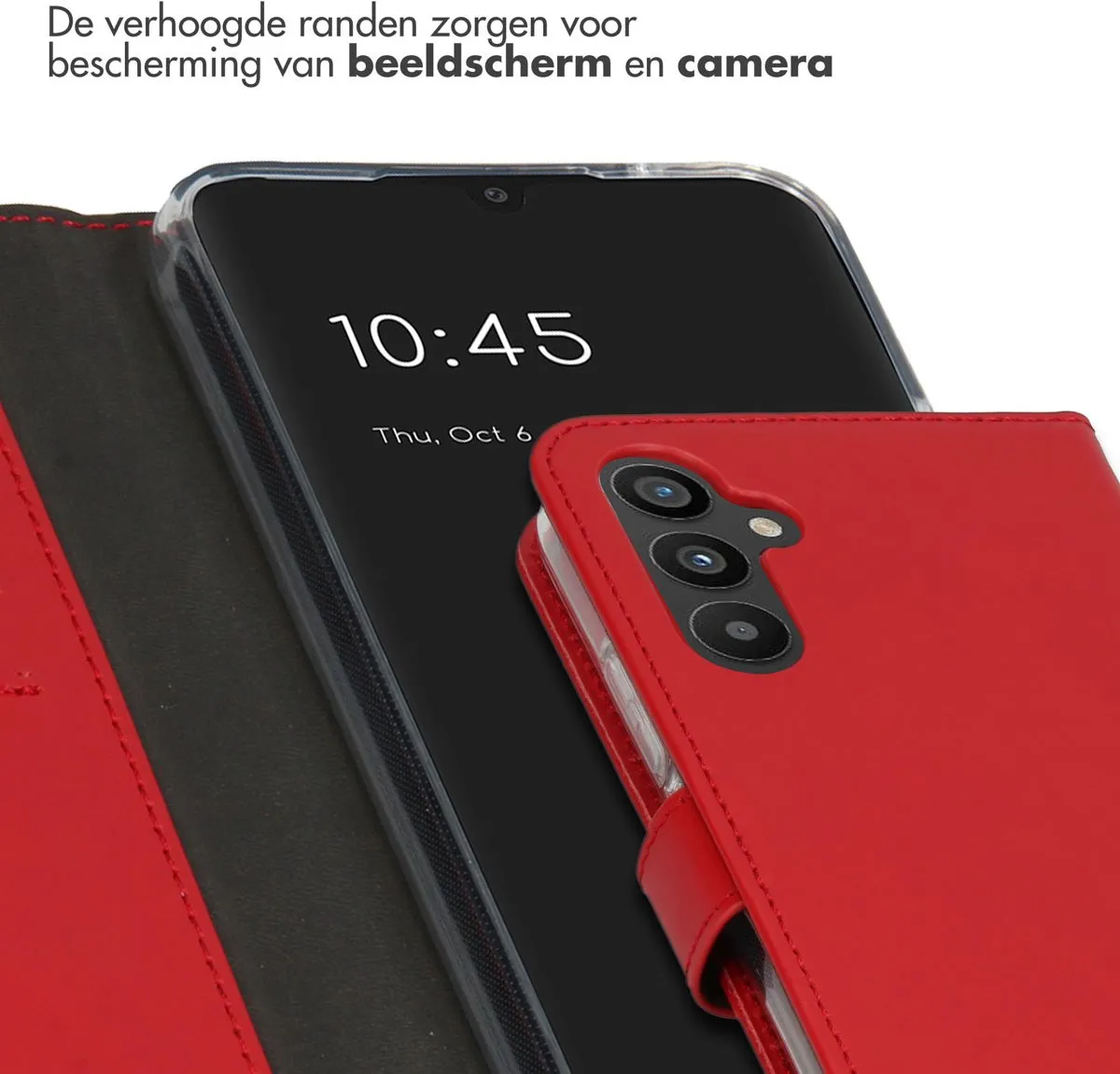 Selencia Hoesje Samsung Galaxy A34 - Rood Lederen Bookcase - 3 Pasjes