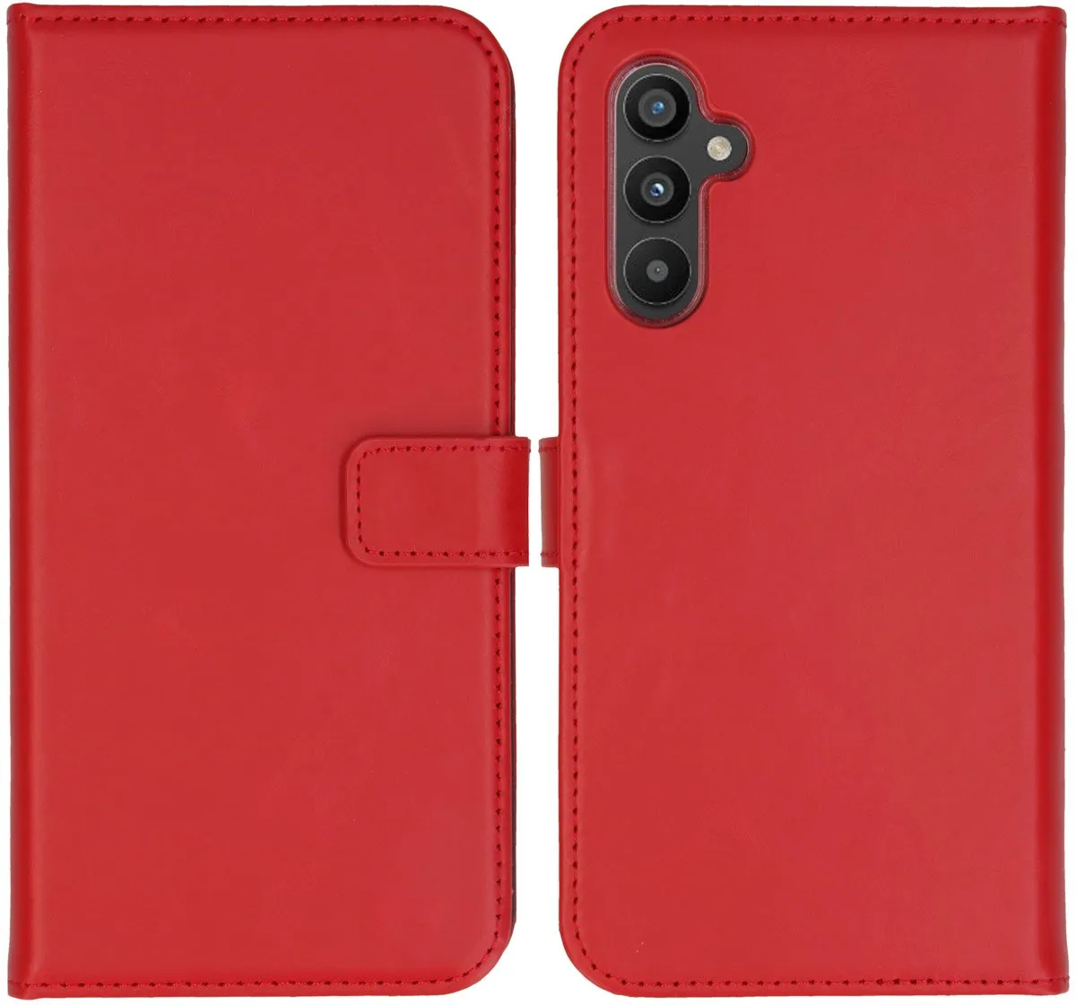 Selencia Hoesje Samsung Galaxy A34 - Rood Lederen Bookcase - 3 Pasjes