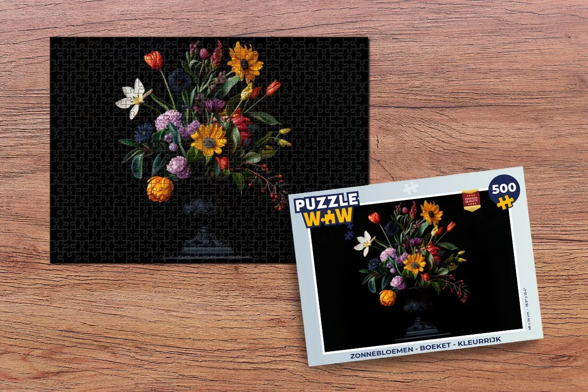 PuzzleWow Zonnebloemen Boeket Legpuzzel 500 Stuks