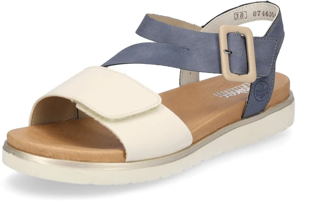 Rieker damessandaal blauw crème