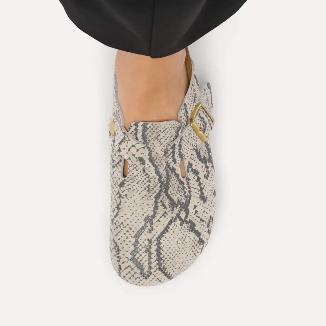 Birkenstock Slipper Boston Rivet Logo 1033086 Snake Oyster Smal
