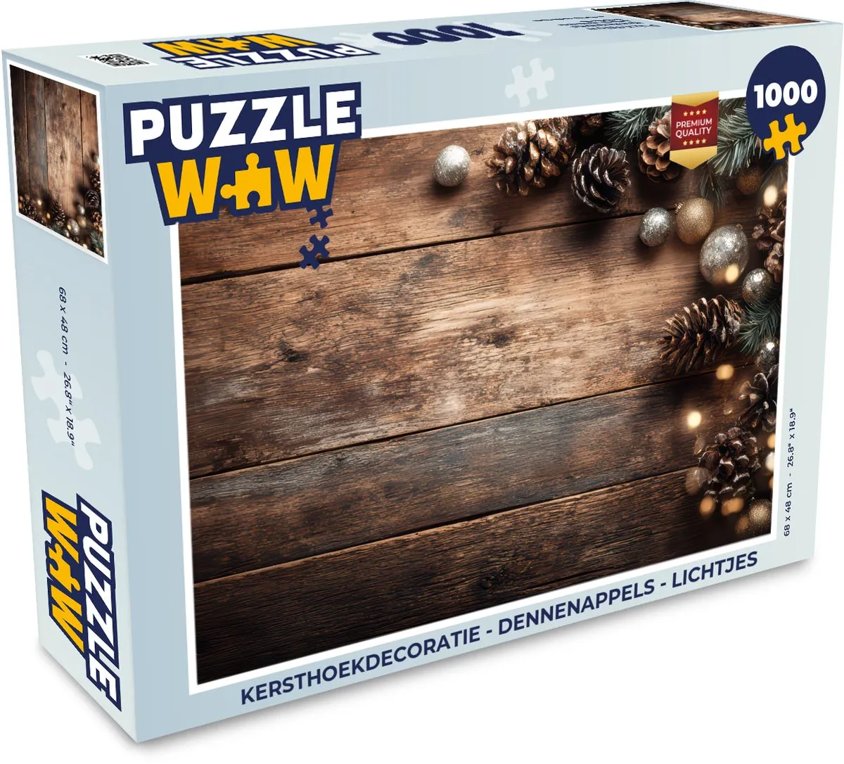 PuzzleWow Kerst Dennenappels Lichtjes Puzzle 1000 Stuks - Kerstdecoratie