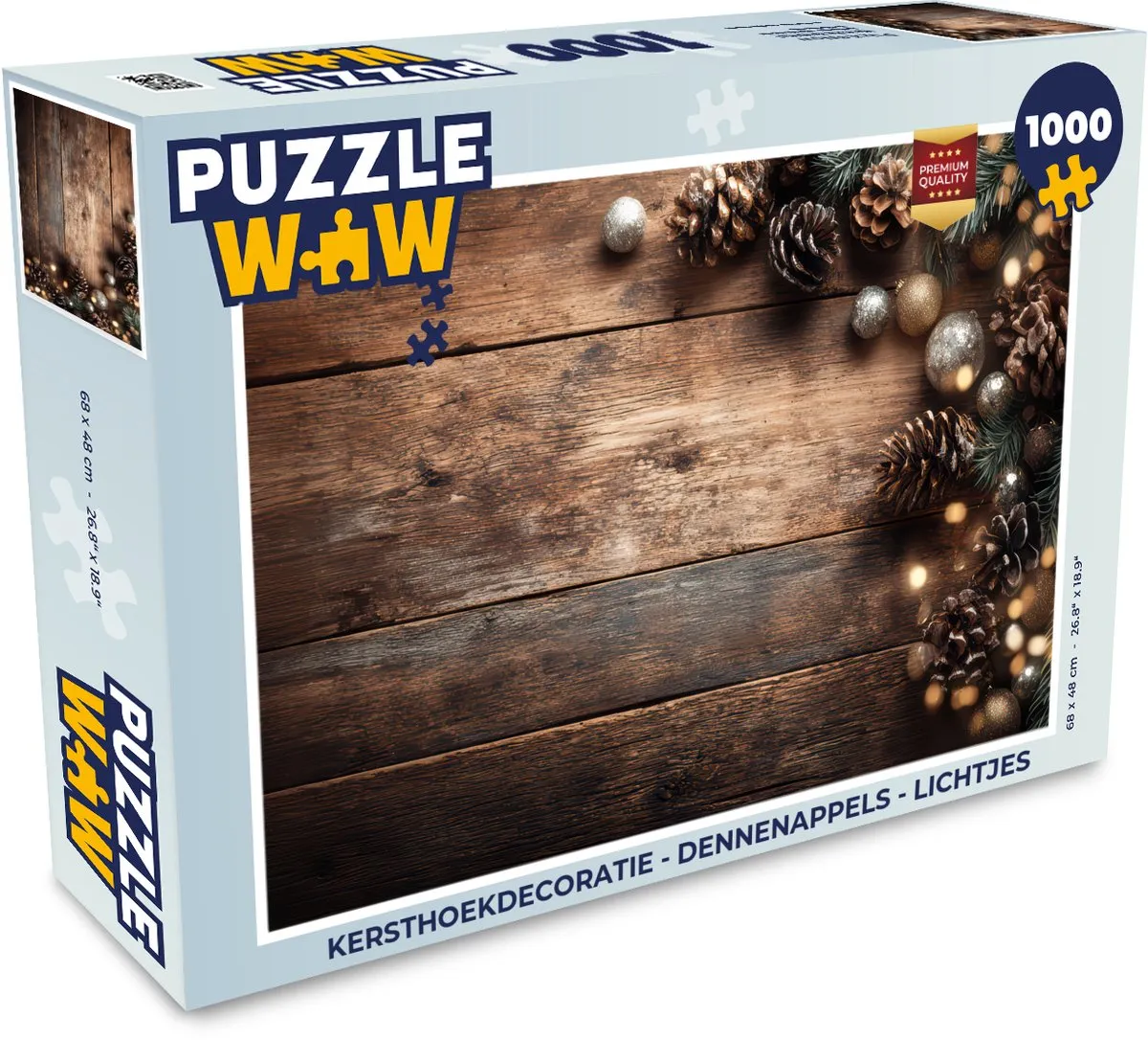 PuzzleWow Kerst Dennenappels Lichtjes Puzzle 1000 Stuks - Kerstdecoratie