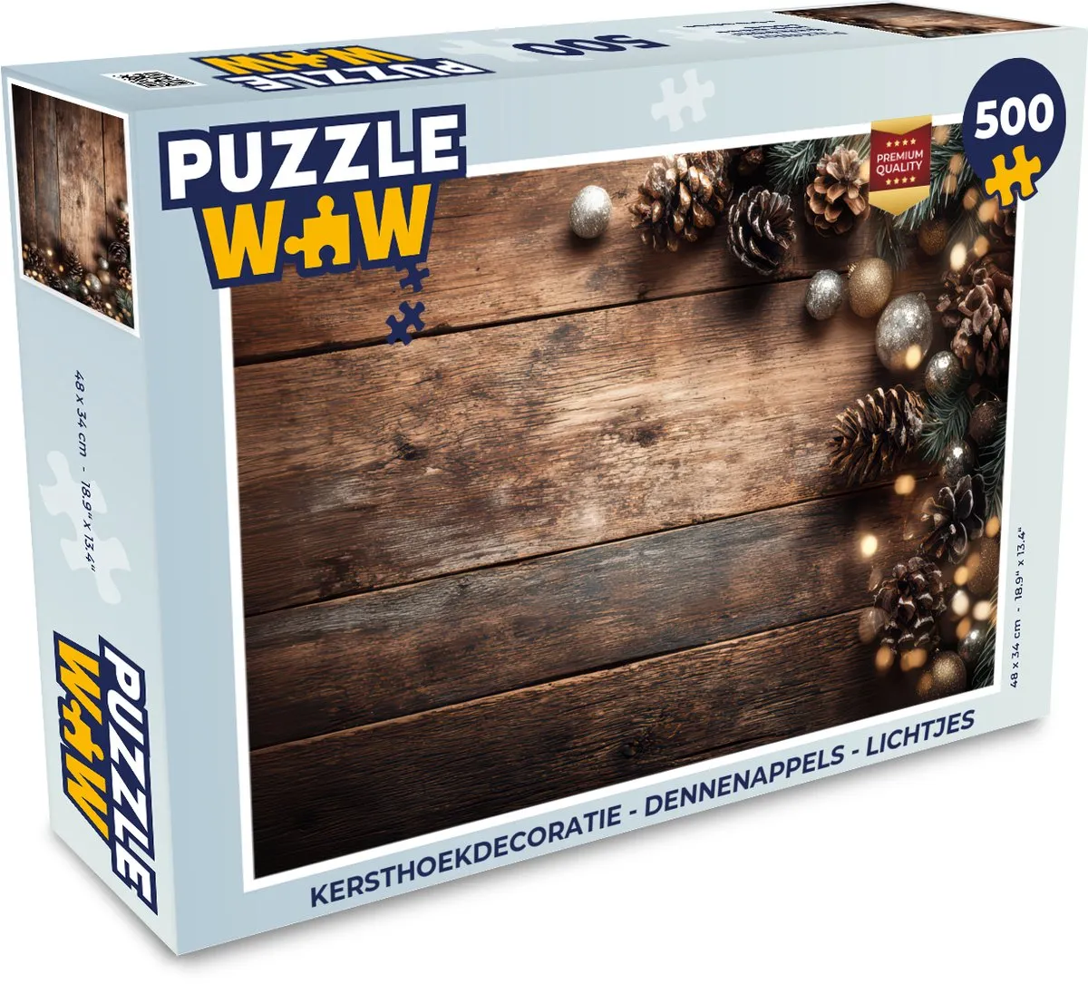 PuzzleWow Kerst Dennenappels Lichtjes Puzzle 1000 Stuks - Kerstdecoratie