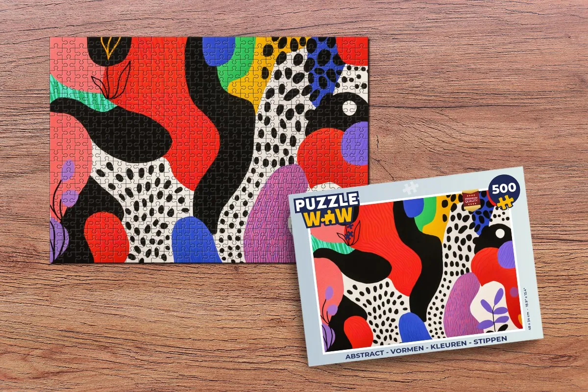 PuzzleWow Abstract Vormen Kleuren Stippen Legpuzzel 500 Stuks