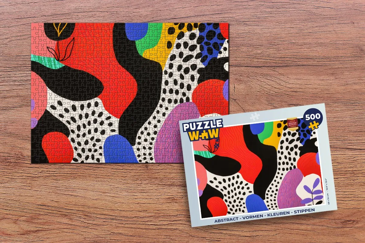 PuzzleWow Abstract Vormen Kleuren Stippen Legpuzzel 500 Stuks