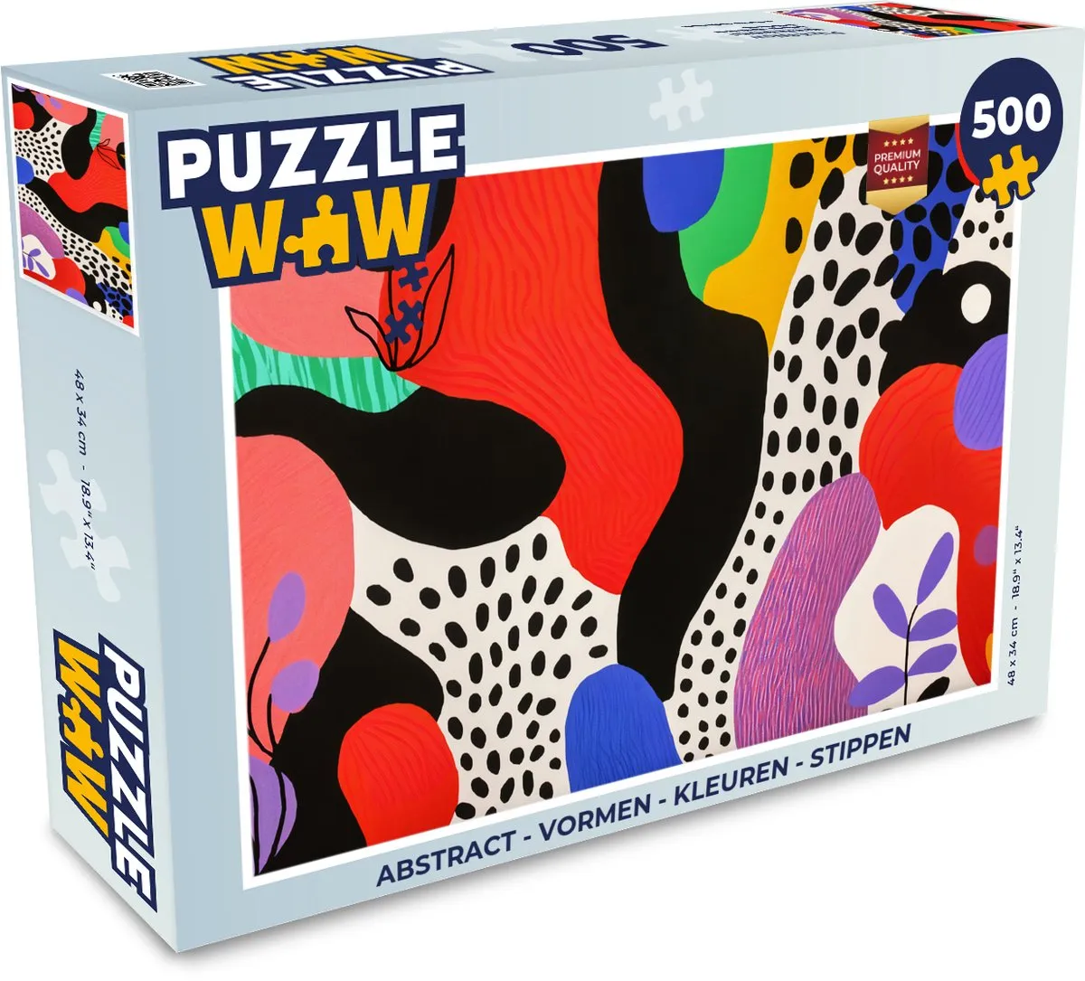 PuzzleWow Abstract Vormen Kleuren Stippen Legpuzzel 500 Stuks