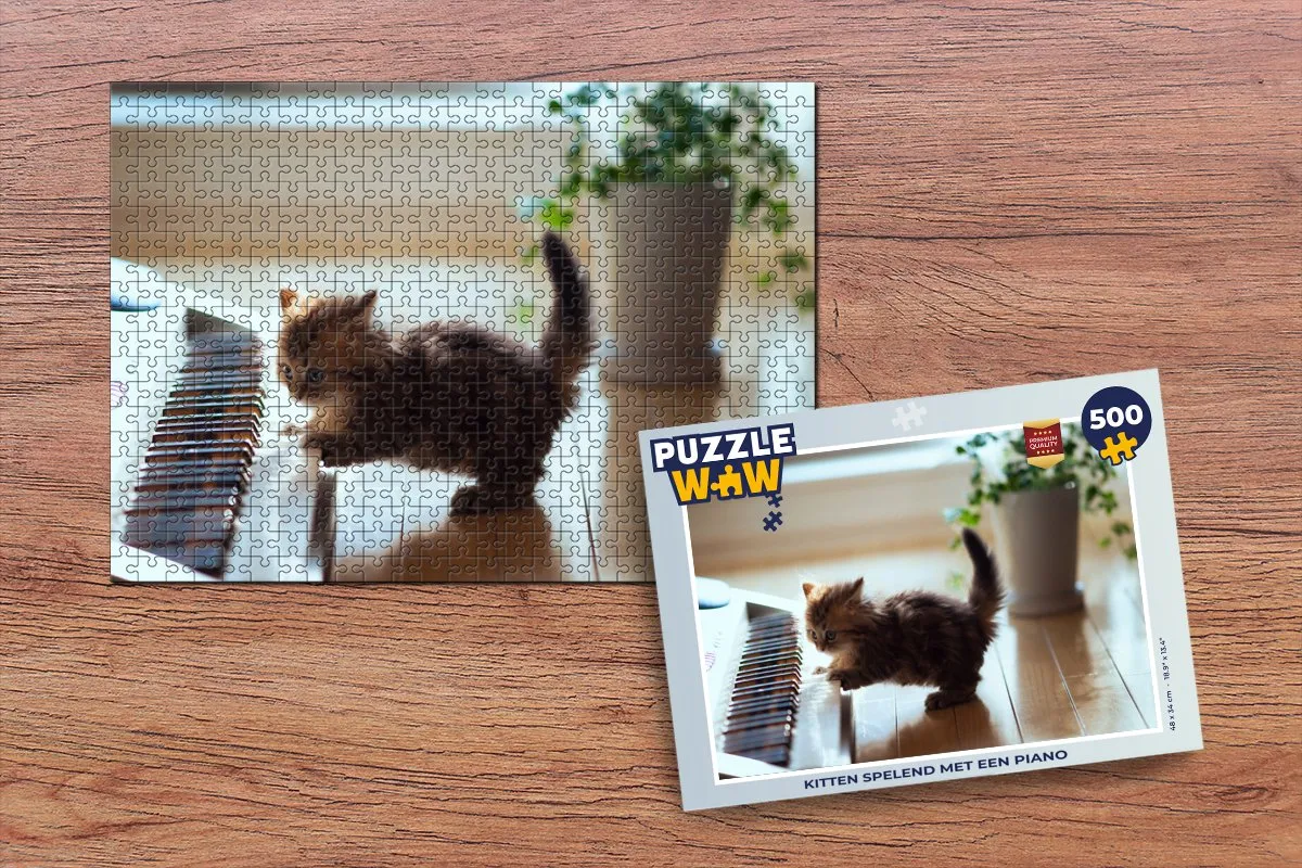PuzzleWow Kat Legpuzzel 500 Stuks - Multicolor